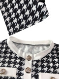 Women's Fashion Houndstooth Short Sleeve Tight Fitting Top & Shorts Set