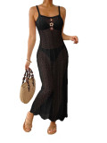 Women's Crochet Patchwork Hollow Beach Strap Long Dress