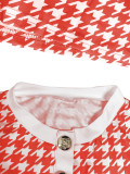 Women's Fashion Houndstooth Short Sleeve Tight Fitting Top & Shorts Set