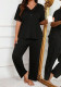 Women's Plus Size Casual V-Neck Lace Trim Button Pajama Set