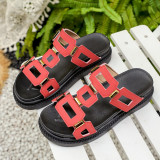 Women's Plus Size Casual Hollow Breathable Platform Slide Sandals Non-Slip Open Toe Beach Slippers