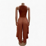 Summer Women's Plus Size High Waist Vest & Pants Two-Piece Set