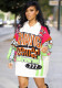 Women's Letter Print Color Block Long Sleeve Hooded T-Shirt Dress