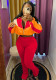 Women's Contrast Color Stand Collar Zip Sportswear Set