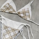 Women Faux Two-Piece Lace-Up Sexy Backless Bikini Two-Piece Swimwear
