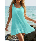 Women Bikini Cover-Up Ruffle Lace-Up Bow Beach Skirt