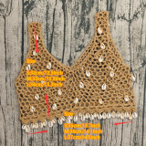 Women Crochet Shell Tassel Bikini Cover-Up Beach Holiday Hollow-Out Top
