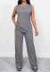 Women Casual Leopard Print Patchwork Sleeveless Vest Top and Wide-Leg Pants Two-Piece Set