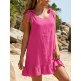 Women Bikini Cover-Up Ruffle Lace-Up Bow Beach Skirt
