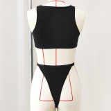 Women Sexy V-Neck Hollow-Out Slit One-Piece Swimwear