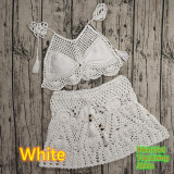 Women Crochet Bikini Tassel Top Beach Skirt Swimwear Set