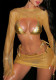 Women Glossy Mesh Cover-Up Sexy Bikini Beach Swimwear Three-Piece