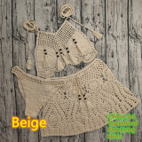 Women Crochet Bikini Tassel Top Beach Skirt Swimwear Set