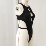 Women Sexy V-Neck Hollow-Out Slit One-Piece Swimwear