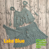Women Crochet Bikini Tassel Top Beach Skirt Swimwear Set