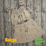 Women Crochet Bikini Tassel Top Beach Skirt Swimwear Set