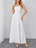 Women Summer Sexy Backless Lace-Up Herringbone Maxi Strap Dress