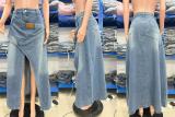 Women Summer Casual Slit Denim Skirt