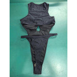 Women Sexy V-Neck Hollow-Out Slit One-Piece Swimwear