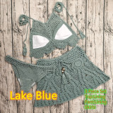 Women Crochet Bikini Tassel Top Beach Skirt Swimwear Set