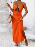 Women's Holidays Lace-Up Slit Sexy Lace Strap Beach Maxi Dress