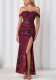 Women Mesh Backless High Slit Off-Shoulder Pleated Bodycon Maxi Strap Dress
