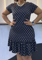 Women Casual Round Neck Printed Dress Women Casual Round Neck Printed Dress