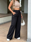 Women Spring/Summer Side Pocket Wide-Leg Pants