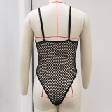 Women Sleeveless Strapless Mesh Hollow-Out Rhinestone One-Piece Swimwear