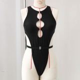 Women Sexy V-Neck Hollow-Out Slit One-Piece Swimwear