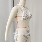 Women Faux Two-Piece Lace-Up Sexy Backless Bikini Two-Piece Swimwear