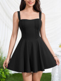Women Summer Sexy Backless Lace-Up Patchwork Strap Dress