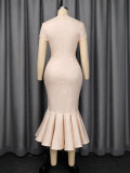 Women Elegant V-Neck Formal Party Bodycon Fishtail Dress