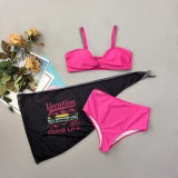 Women Sexy Lace-Up Bikini Holidays Swimwear Three-Piece