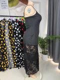 Plus Size Women Black Lace Patchwork Maxi Dress