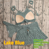 Women Crochet Bikini Tassel Top Beach Skirt Swimwear Set