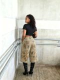 Women Washed Dirty Denim Capri Pants