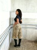 Women Washed Dirty Denim Capri Pants