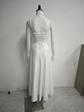 Women Summer Sexy Backless Lace-Up Herringbone Maxi Strap Dress