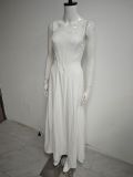Women Summer Sexy Backless Lace-Up Herringbone Maxi Strap Dress