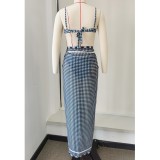 Women Striped Plaid Print Sexy Skirt Swimwear Two-Piece Swimwear