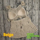 Women Crochet Bikini Tassel Top Beach Skirt Swimwear Set