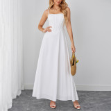Women Summer Sexy Backless Lace-Up Herringbone Maxi Strap Dress