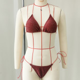 Women Lace-Up Sexy Backless Two-Piece Swimwear