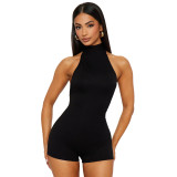 Women Sexy Halter Neck Tie-Waist Sleeveless Romper