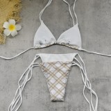 Women Faux Two-Piece Lace-Up Sexy Backless Bikini Two-Piece Swimwear