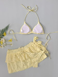 Women Lace-Up Skirt Swimwear Three-Piece