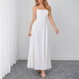 Women Summer Sexy Backless Lace-Up Herringbone Maxi Strap Dress