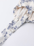 Women Print Summer Sexy Backless Lace-Up Strap Dress