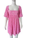 Women Square Neck Puff Sleeve Sequin Birthday Mini Dress